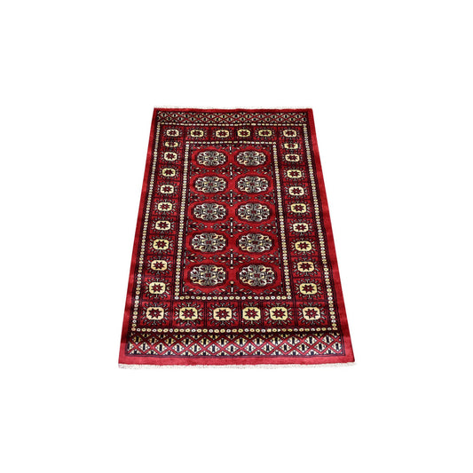 Tribal & Geometric Wool Hand Knotted Rug Red Red 2.6X4.0 -O069442