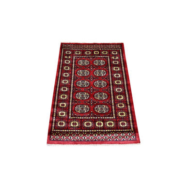 Tribal & Geometric Wool Hand Knotted Rug Red Red 2.6X4.0 -O069442