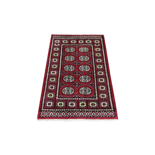 Tribal & Geometric Wool Hand Knotted Rug Red Red 2.6X4.4 -O069448