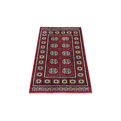 Tribal & Geometric Wool Hand Knotted Rug Red Red 2.6X4.4 -O069448
