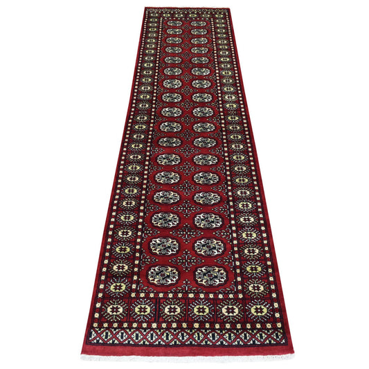 Tribal & Geometric Wool Hand Knotted Rug Red Red 2.4X9.8 -O069452