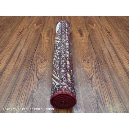 Tribal & Geometric Wool Hand Knotted Rug Red Red 2.0X3.2 -O069462