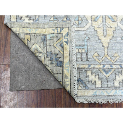 Tribal & Geometric Wool Hand Knotted Rug Grey Gray 4.1X9.9 -O069503