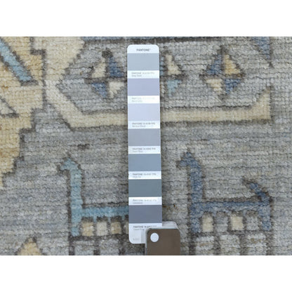 Tribal & Geometric Wool Hand Knotted Rug Grey Gray 4.1X9.9 -O069503