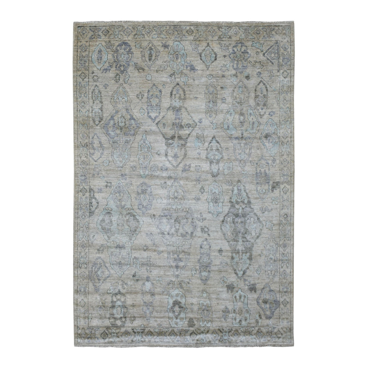 Beige 6'3" x 9'0" Oushak And Peshawar Hand knotted Wool Rug - Sku: O069528