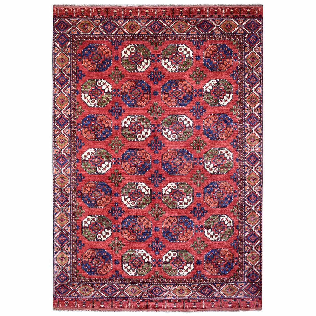 Tribal & Geometric Wool Hand Knotted Rug Red Red 10.0X13.9 -O069531