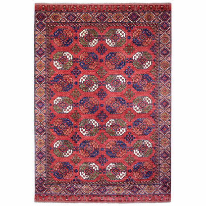 Tribal & Geometric Wool Hand Knotted Rug Red Red 10.0X13.9 -O069531