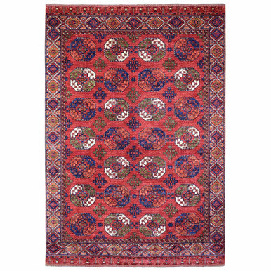 Tribal & Geometric Wool Hand Knotted Rug Red Red 10.0X13.9 -O069531
