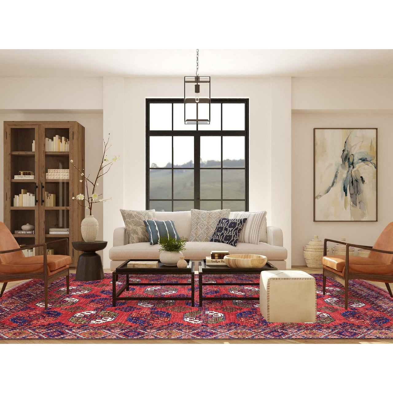 Tribal & Geometric Wool Hand Knotted Rug Red Red 10.0X13.9 -O069531