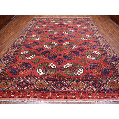 Tribal & Geometric Wool Hand Knotted Rug Red Red 10.0X13.9 -O069531