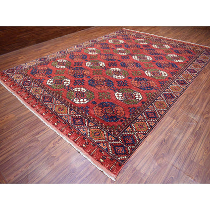 Tribal & Geometric Wool Hand Knotted Rug Red Red 10.0X13.9 -O069531
