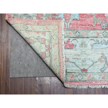 Oushak And Peshawar Wool Hand Knotted Rug Pink Beige 5.10X9.0 -O069576