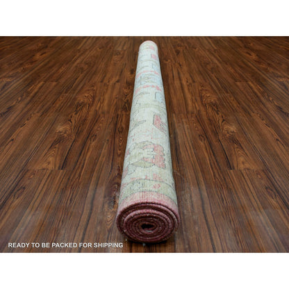 Oushak And Peshawar Wool Hand Knotted Rug Pink Beige 5.10X9.0 -O069576