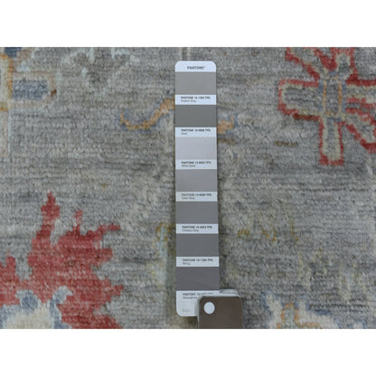 Oushak And Peshawar Wool Hand Knotted Rug Grey Ivory 3.1X17.6 -O069604