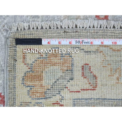 Oushak And Peshawar Wool Hand Knotted Rug Grey Ivory 3.1X17.6 -O069604