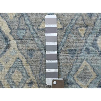 Tribal & Geometric Wool Hand Knotted Rug Grey Gray 2.10X9.8 -O069609