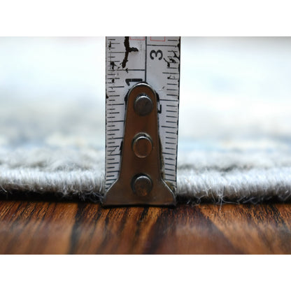 Tribal & Geometric Wool Hand Knotted Rug Grey Gray 2.10X9.8 -O069609