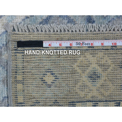 Tribal & Geometric Wool Hand Knotted Rug Grey Gray 2.10X9.8 -O069609