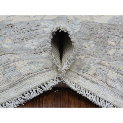Oushak And Peshawar Wool Hand Knotted Rug Ivory Gray 8.0X9.10 -O069634