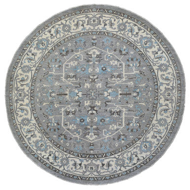 Oushak And Peshawar Wool Hand Knotted Rug Grey Ivory 11.7X11.8 -O069652