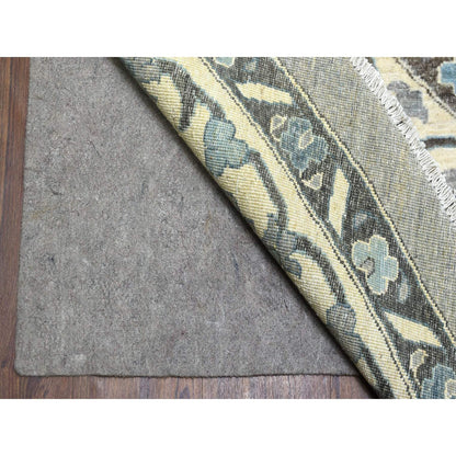 Oushak And Peshawar Wool Hand Knotted Rug Grey Ivory 11.7X11.8 -O069652