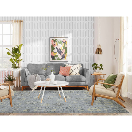 Oushak And Peshawar Wool Hand Knotted Rug Grey Gray 6.1X8.10 -O069686