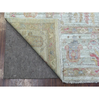 Oushak And Peshawar Wool Hand Knotted Rug Green 5.10x8.9 -O069698