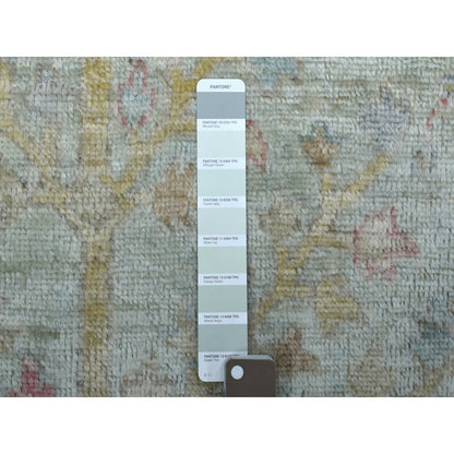 Oushak And Peshawar Wool Hand Knotted Rug Green 5.10x8.9 -O069698