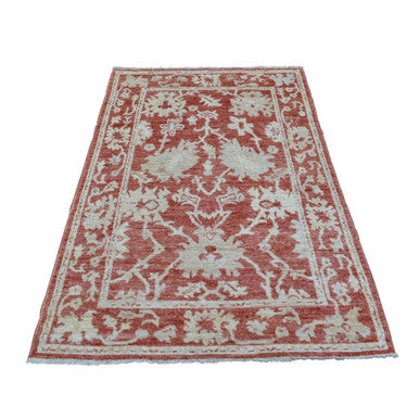 Oushak And Peshawar Wool Hand Knotted Rug Red Rich Red 4.0X6.1 -O069725