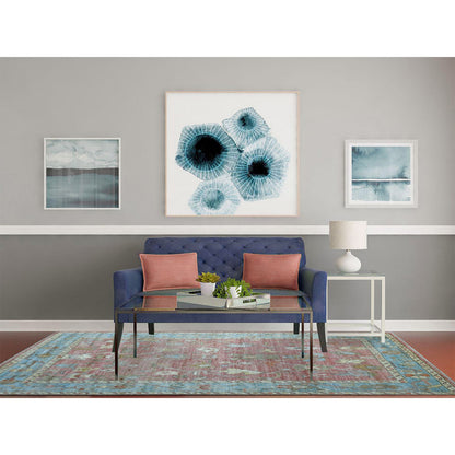 Oushak And Peshawar Wool Hand Knotted Rug Pink Blue 6.0X9.2 -O069768