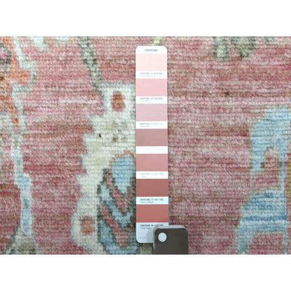 Oushak And Peshawar Wool Hand Knotted Rug Pink Blue 6.0X9.2 -O069768