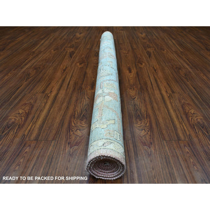 Oushak And Peshawar Wool Hand Knotted Rug Pink Blue 6.0X9.2 -O069768