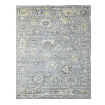 Oushak And Peshawar Wool Hand Knotted Rug Grey Gray 8.0X9.10 -O069784