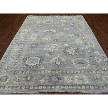 Oushak And Peshawar Wool Hand Knotted Rug Grey Gray 8.0X9.10 -O069784
