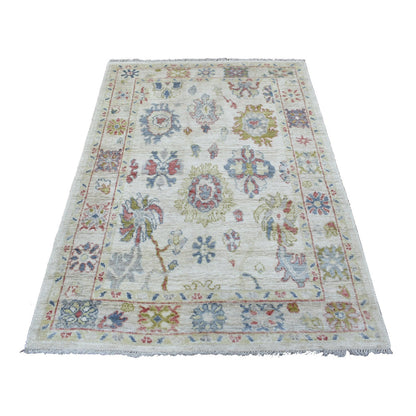 Oushak And Peshawar Wool Hand Knotted Rug Ivory Ivory 4.1X6.0 -O069814