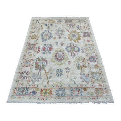 Oushak And Peshawar Wool Hand Knotted Rug Ivory Ivory 4.1X6.0 -O069814