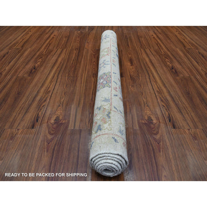 Oushak And Peshawar Wool Hand Knotted Rug Ivory Ivory 4.1X6.0 -O069814