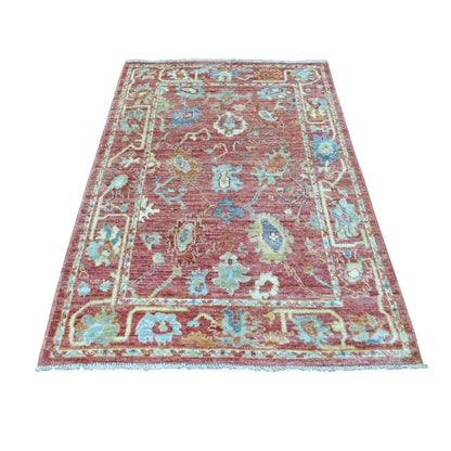Oushak And Peshawar Wool Hand Knotted Rug Pink Coral Pink 3.10X5.8 -O069815