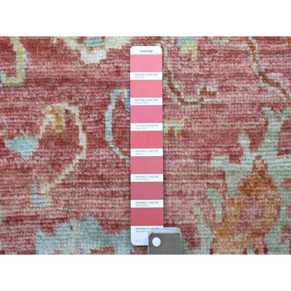 Oushak And Peshawar Wool Hand Knotted Rug Pink Coral Pink 3.10X5.8 -O069815