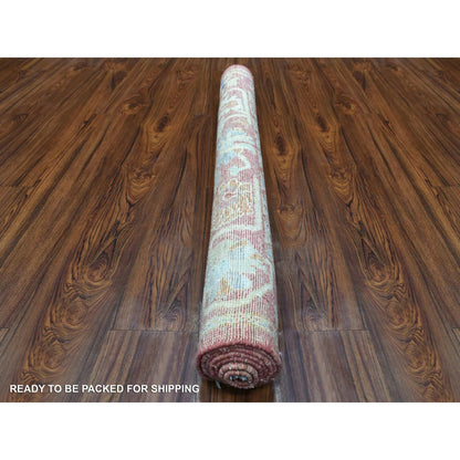 Oushak And Peshawar Wool Hand Knotted Rug Pink Coral Pink 3.10X5.8 -O069815