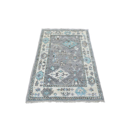 Oushak And Peshawar Wool Hand Knotted Rug Grey Ivory 3.2X5.2 -O069829