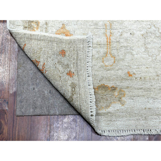 Oushak And Peshawar Wool Hand Knotted Rug Grey Gray 2.5X13.9 -O069850