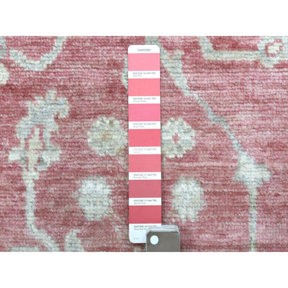 Oushak And Peshawar Wool Hand Knotted Rug Red Ivory 2.9X11.6 -O069854