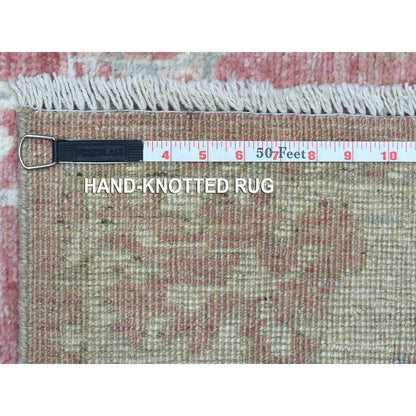 Oushak And Peshawar Wool Hand Knotted Rug Red Ivory 2.9X11.6 -O069854