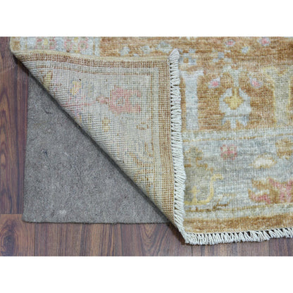 Oushak And Peshawar Wool Hand Knotted Rug Brown Gray 2.7X17.2 -O069861