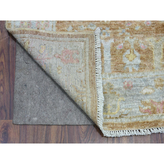 Oushak And Peshawar Wool Hand Knotted Rug Brown Gray 2.7X17.2 -O069861