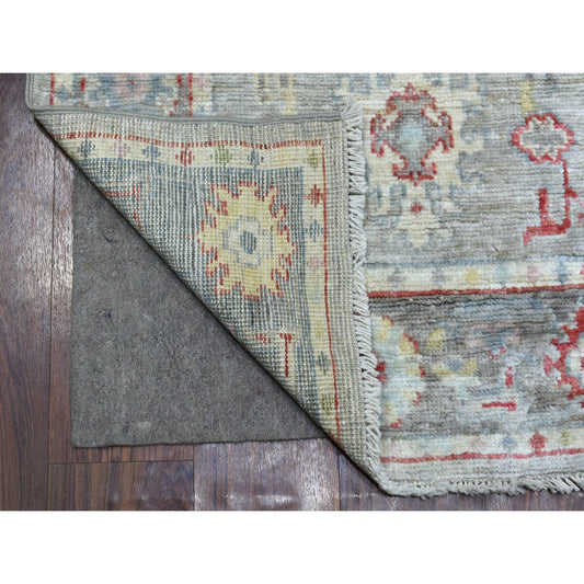 Oushak And Peshawar Wool Hand Knotted Rug Grey Gray 2.7X12.2 -O069882
