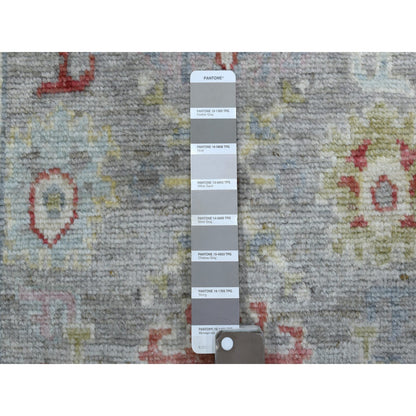 Oushak And Peshawar Wool Hand Knotted Rug Grey Gray 2.7X12.2 -O069882