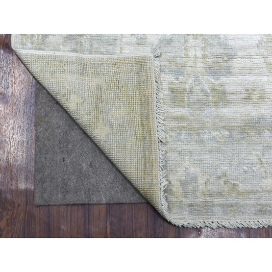 Oushak And Peshawar Wool Hand Knotted Rug Grey Gray 2.8X11.6 -O069887