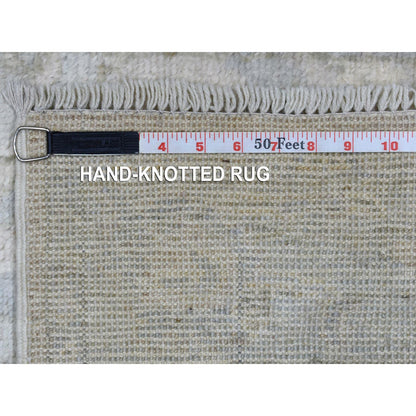 Oushak And Peshawar Wool Hand Knotted Rug Grey Gray 2.8X11.6 -O069887